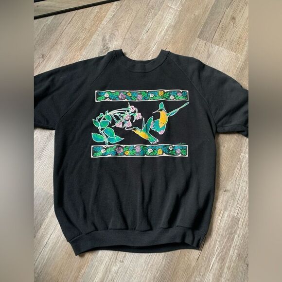 VTG Jerzees Sweatshirt Graphic Crewneck Mocking Bird Wood Pecker Multi Color XL - Picture 2 of 9